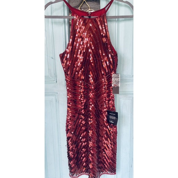 Ace Of Spades Wine Red Sequin Bodycon Dress By Lulu’s Size Small - Picture 2 of 11